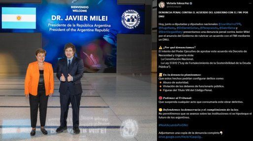 FMI: denunciaron penalmente a Javier Milei por nuevo acuerdo