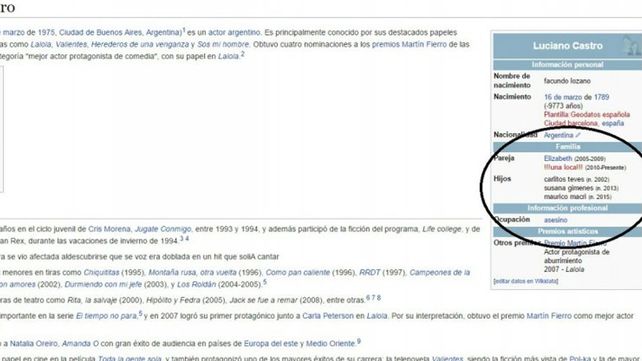 La maliciosa edición en Wikipedia sobre Luciano La maliciosa edición en Wikipedia sobre Luciano