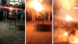 La explosión del volcán en la escuela