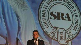 El ministro y precandidato a presidente Sergio Massa expuso en la exposición rural de Palermo.