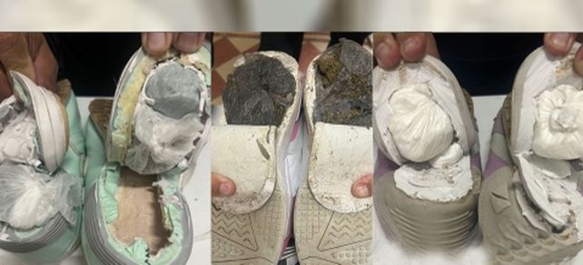 Búnker tumbero. El truco obvio de insertar drogas en los tacos del calzado.&nbsp;