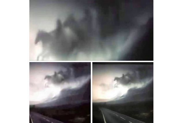 Pánico en un poblado por la aparición de los cuatro jinetes del Apocalipsis sobre la ruta