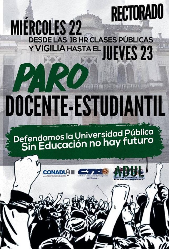 Estudiantes universitarios se suman a la lucha docente con asambleas y vigilia