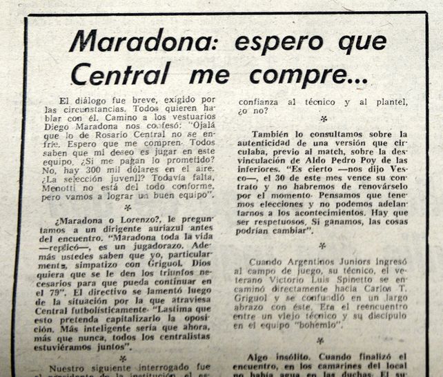 Maradona pudo ser canalla a finales del 78