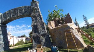 El ingreso al Laberinto Saer, en Serodino.