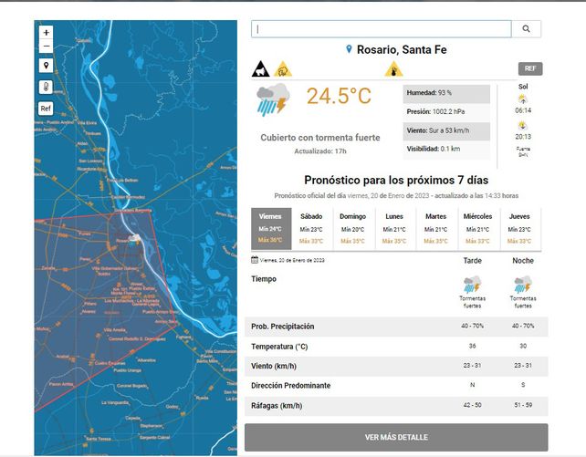 Temporal en Rosario: más de 50 mm en 40 minutos y un alerta que se mantuvo hasta el viernes por la noche