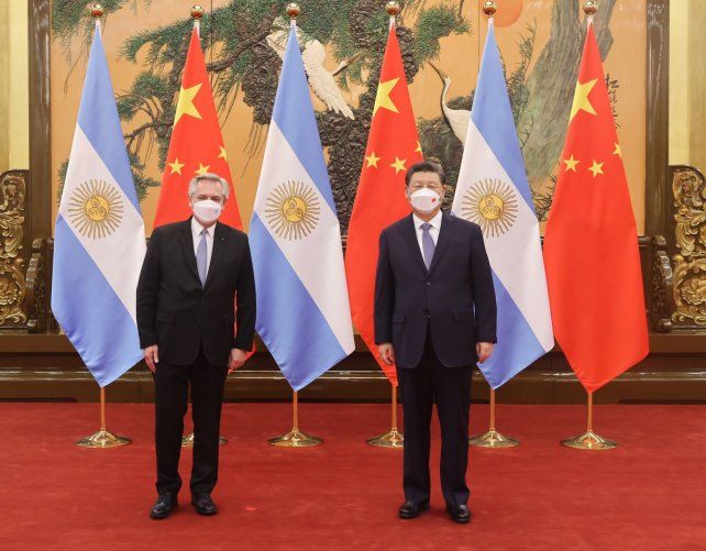 Reunión entre Alberto Fernández y Xi Jinping en el Gran Palacio del Pueblo de Beijing. 