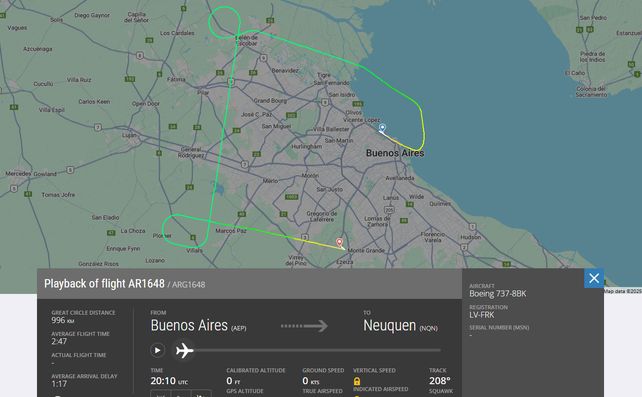 El vuelo despeg&oacute; de Aeroparque y aterriz&oacute; en Ezeiza.