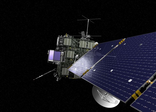 La nave Rosetta guarda un robot que se posará sobre un cometa rocoso de 3 por 5 kilómetros.