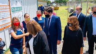 Qüesta y Trotta recorrieron juntos las obras del Jardín Nº 246 de Santo Tomé