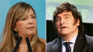 La vocera presidencial Gabriela Cerruti y el candidato presidencial libertario Javier Milei, frente a frente.