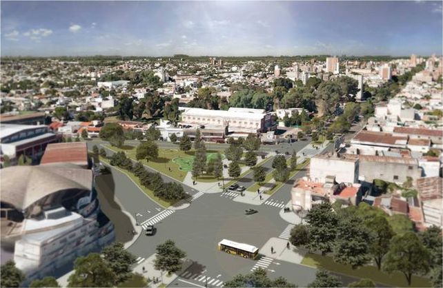 Mojora. Dentro del plan para avenida Freyre está la eliminación de la rotonda frente al Club Unión