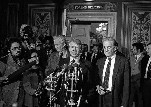Jimmy Carter durante su presidencia (1976/80), junto a su vice, Walter Mondale.