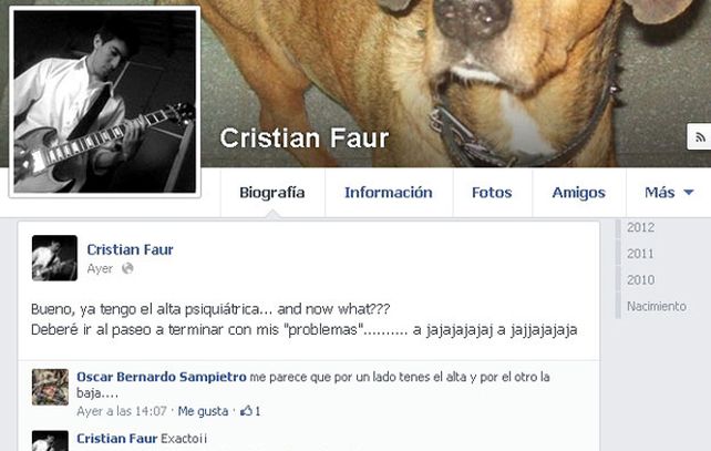 El perfil de Cristian Faur en Facebook