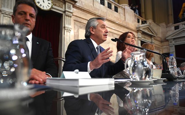 El presidente Albert Fernández durante su discurso de apertura de un nuevo período de sesiones ordinarias del Congreso.