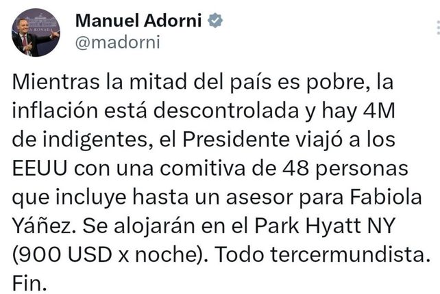 En el pasao Adorni criticó lo mismo en lo que hoy incurre.&nbsp;
