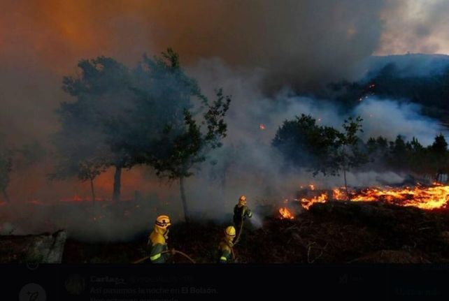 Bomberos y brigadistas trabajan a destajo para combatir las llamas.