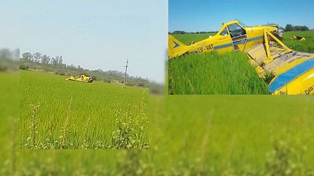 Un avión aeroaplicador golpeó un tendido eléctrico y se precipitó a tierra. Ocurrió en la zona rural de Villa Mantero&nbsp;