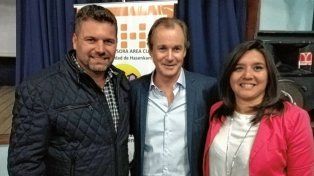 Soledad Romero, junto al intendente de Federal, Gerardo Chapino, y el gobernador Gustavo Bordet.