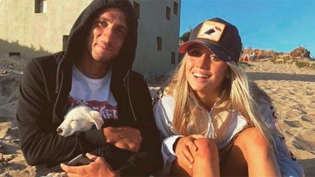 Tomás Mantia y Morena Beltrán en una de las primeras imágenes juntos que subió el jugador en sus redes sociales.
