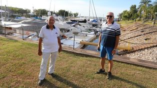 Miguel Abud, presidente de la subcomisión de pesca, y Esteban Villarroel, dirigente, se mueven hasta el cansancio para el 11 de julio.