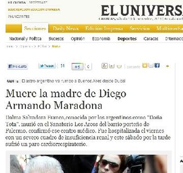 La muerte de Doña Tota en el mundo