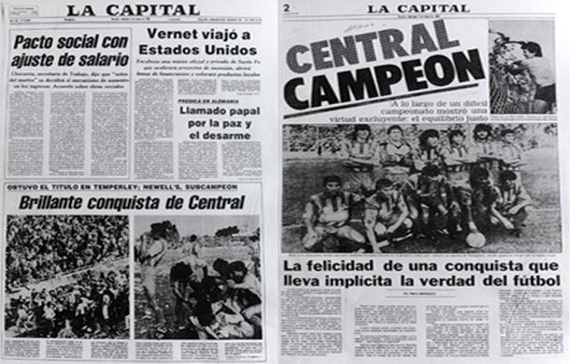 La Capital reflejaba un momento histórico del fútbol rosarino que obtenía los dos primeros puestos del torneo de AFA. (Foto de archivo)