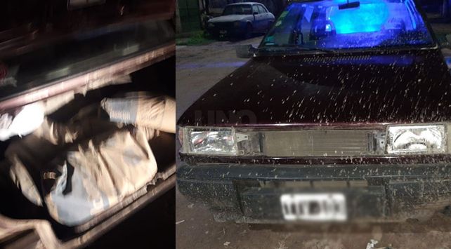 El auto en el que trató de escapar el hombre sorprendido robando en un loteo de Monte Vera.&nbsp;