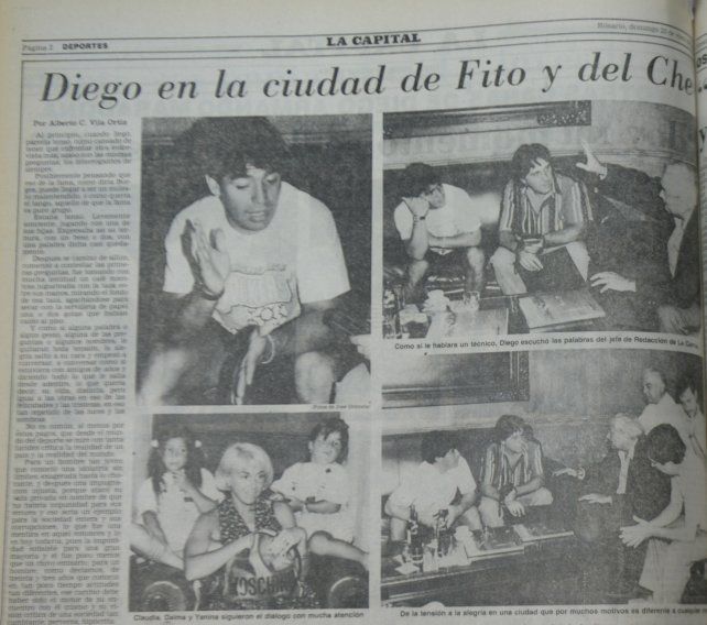 El artículo firmado por Gary Vila Ortiz sobre la visita a La Capital de Diego Maradona.