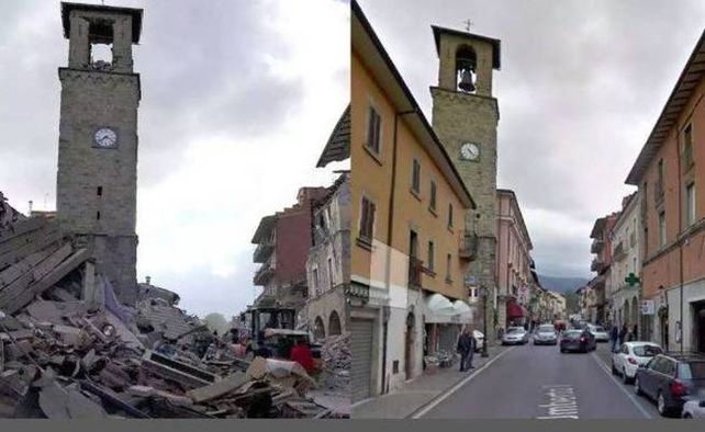 ayer y hoy. Así era y así quedó Amatrice