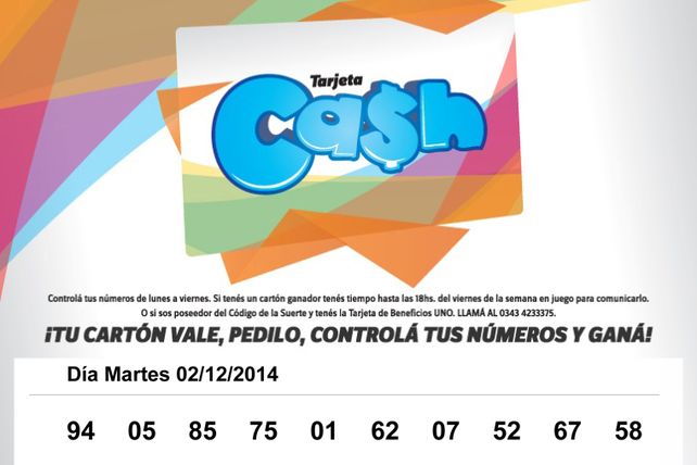 Números que corresponden al MARTES 2 de Diciembre de 2014.