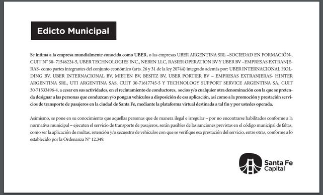 Continúa la polémica: la Municipalidad intimó a Uber y la empresa respondió que el camino no es prohibir