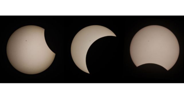 Jóvenes con ingenio y paciencia captaron el eclipse desde Paraná