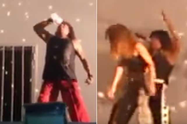 Los videos de La Mona en pleno show fueron difundidos en las redes.