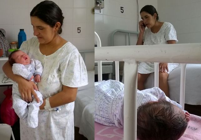 La flamante mamá con su bebé./ gentileza Radio EME.