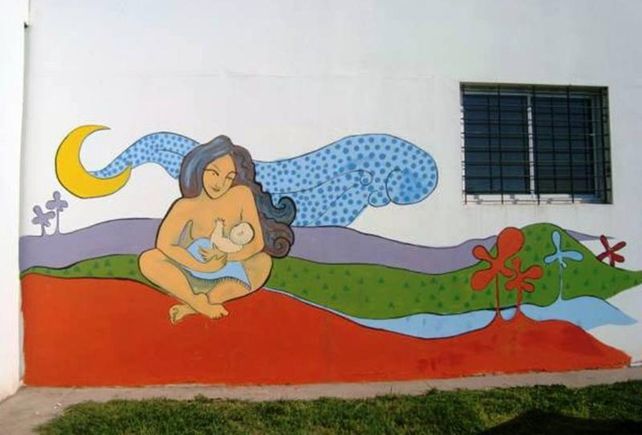 En Nuevo Horizonte pintaron un mural para incentivar la lactancia materna