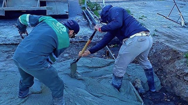 Trabajos de bache en la ciudad de Santa Fe