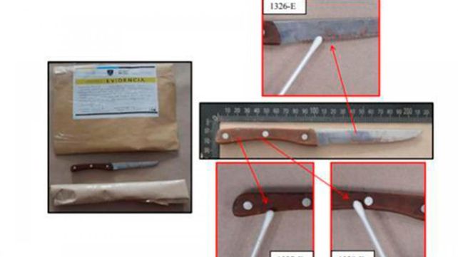 El cuchillo con el que mataron a Barbieri.