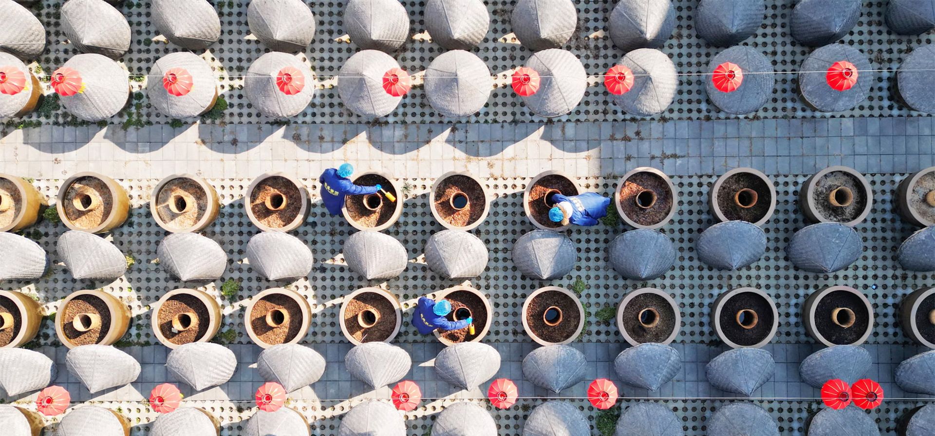Trabajadores elaboran salsa de soja en la Cervecería Tengzhou Dingsheng, Shandong, China. Fotografía: VCG/Getty Images Trabajadores elaboran salsa de soja en la Cervecería Tengzhou Dingsheng, Shandong, China. Fotografía: VCG/Getty Images