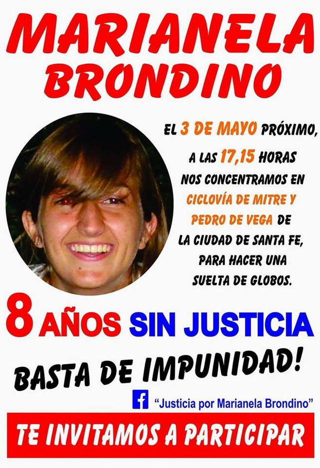 Hoy habrá una suelta de globos para pedir justicia por Marianela Brondino