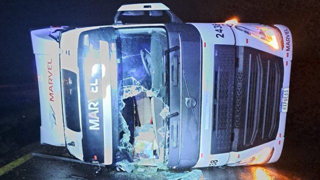 Camión volcó en la Autovía 14.