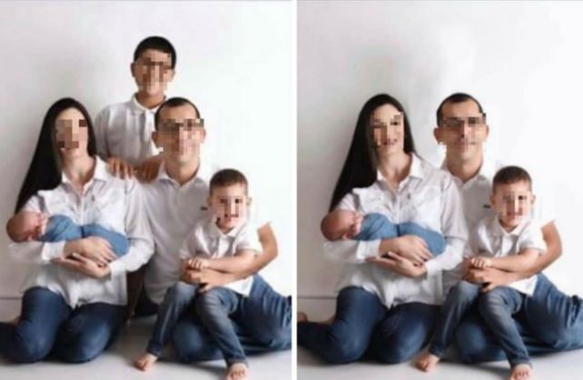 La foto de la familia antes y después del Photoshop.&nbsp;