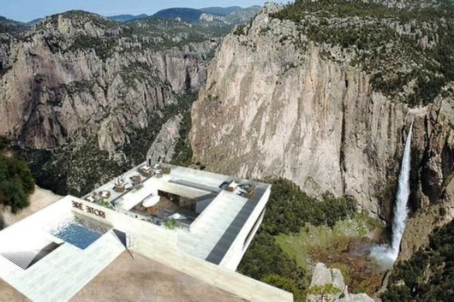 Imagen espectacular de cómo quedará el bar en las Barrancas del Cobre