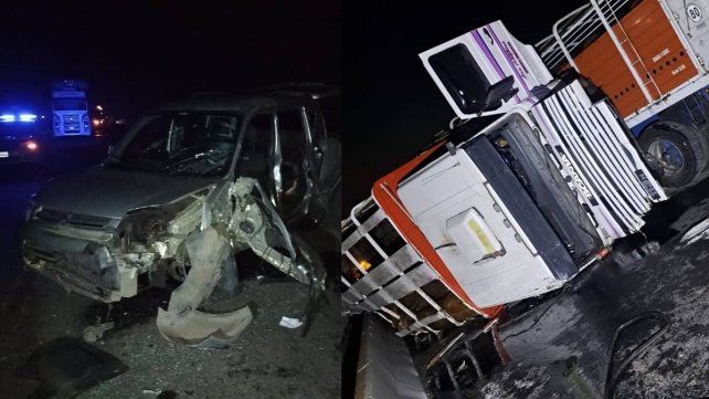 Un choque entre un camión que transportaba ganado y un utilitario en la ruta 174 dejó varios heridos graves Un choque entre un camión que transportaba ganado y un utilitario en la ruta 174 dejó varios heridos graves