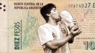 Proponen que Maradona reemplace a Belgrano en el billete de diez pesos