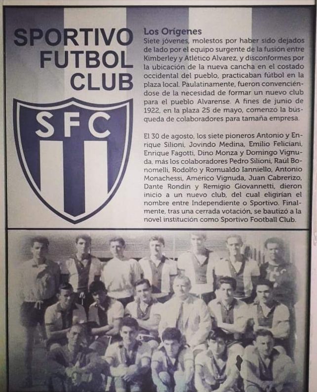 La historia de Sportivo. En la foto quedó la reseña de los inicios de los fundadores del club.&nbsp; &nbsp;