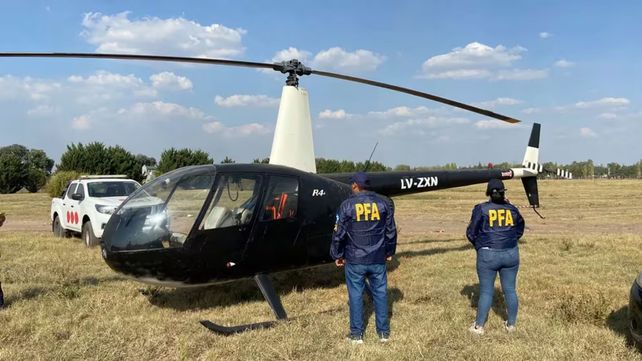 El helicóptero Robinson 44 que Alvarado compró en España para utilizarlo en su frustrada fuga del penal de Ezeiza.