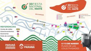 Se establecieron zonas para estacionamiento; puestos sanitarios, depósito de residuos y operativos de seguridad para la Fiesta Nacional del Mate de Paraná&nbsp;