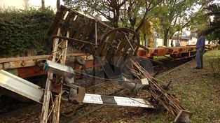 Un tren descarriló y destrozó todo a su paso