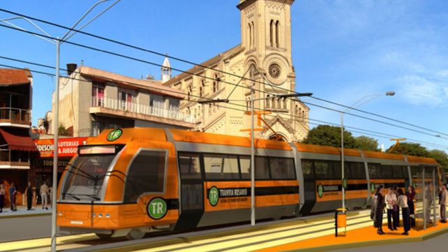 La idea era que el tranv&iacute;a llegue hasta Granadero Baigorria. Ac&aacute; en una imagen digitalizada circulando por avenida Alberdi.